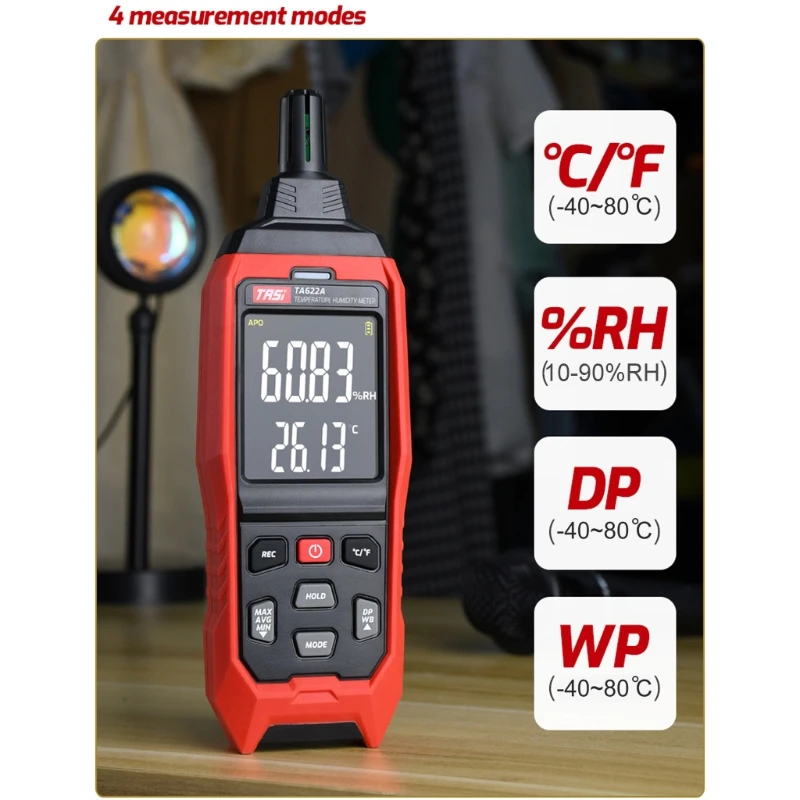 

Temperature & Humidity Meter with Dew Point & Wet Bulb Temperature Hygrometer