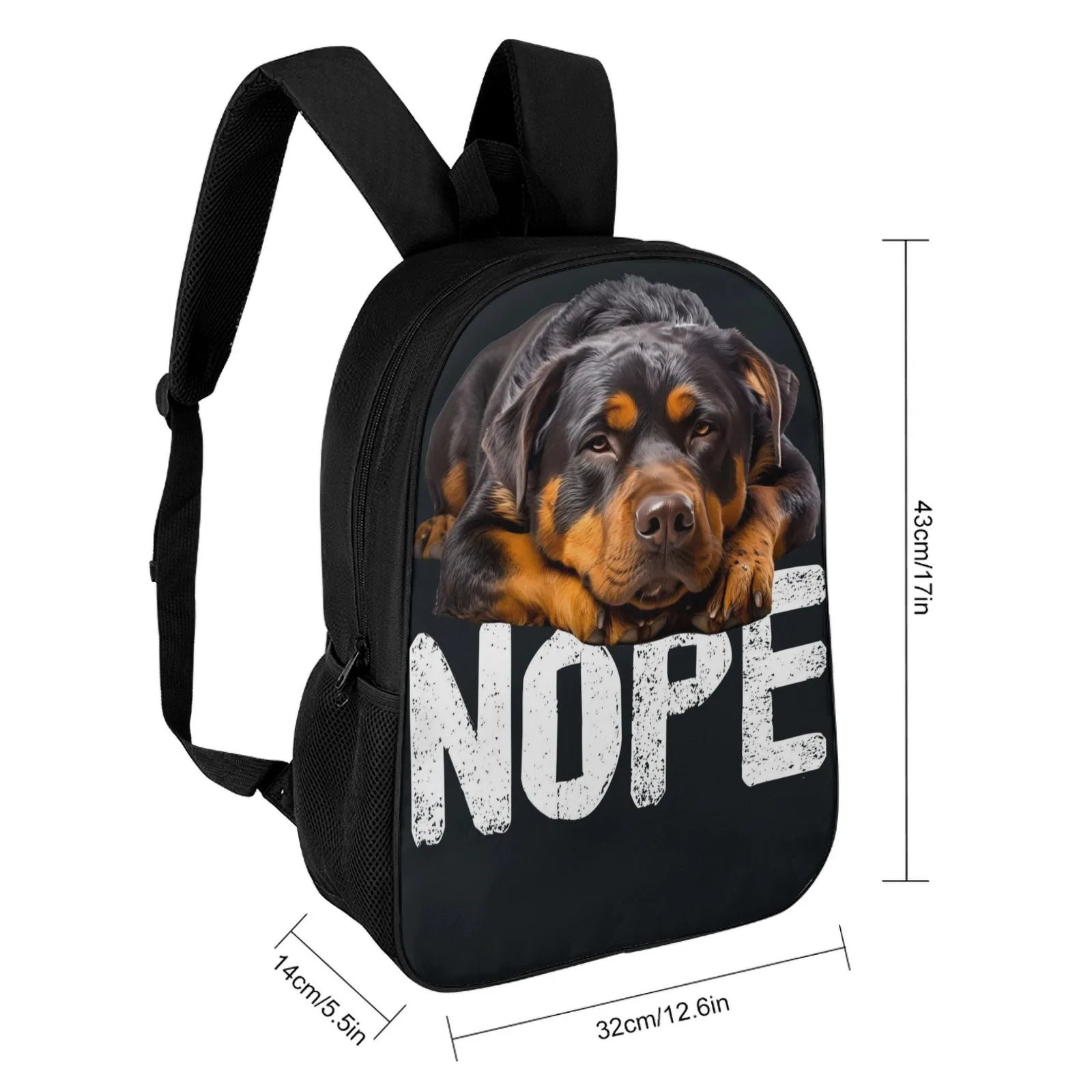 ロットワイラーいいえスクールバッグプリントスクールバックパックティーンエイジャーのための子供女の子バッグ 17 インチスクールバックパックバッグ