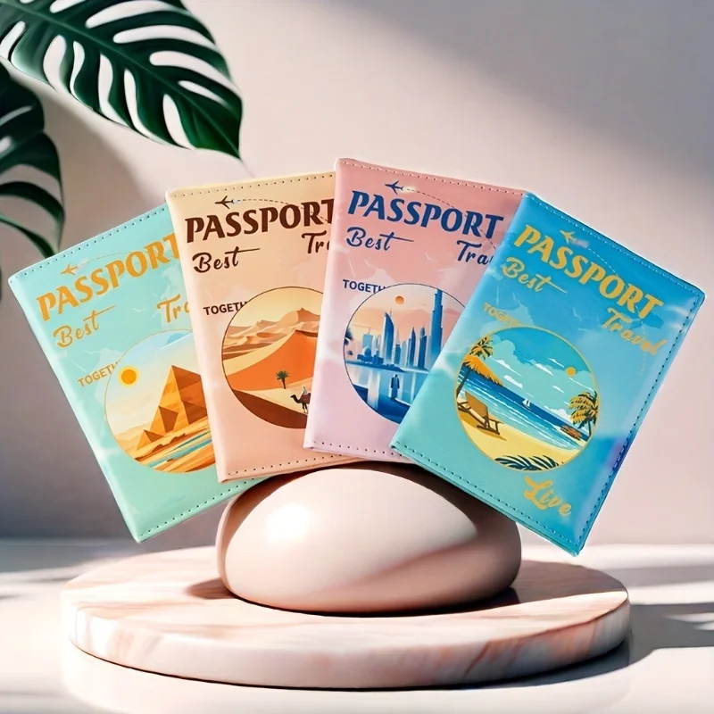 

Landscape Print Passport Holder for Women Couple Travel Passport Cover with ID Card Slots Travel Document Protector Case Wallet