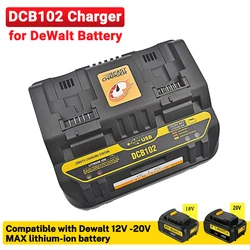 DCB102 Charger Rapid 2 Slide Port 4A Charging Current USB 2A DCB200 DCB140 For Dewalt 10.8V 14.4V 18V 20V 60V Lithium Battery