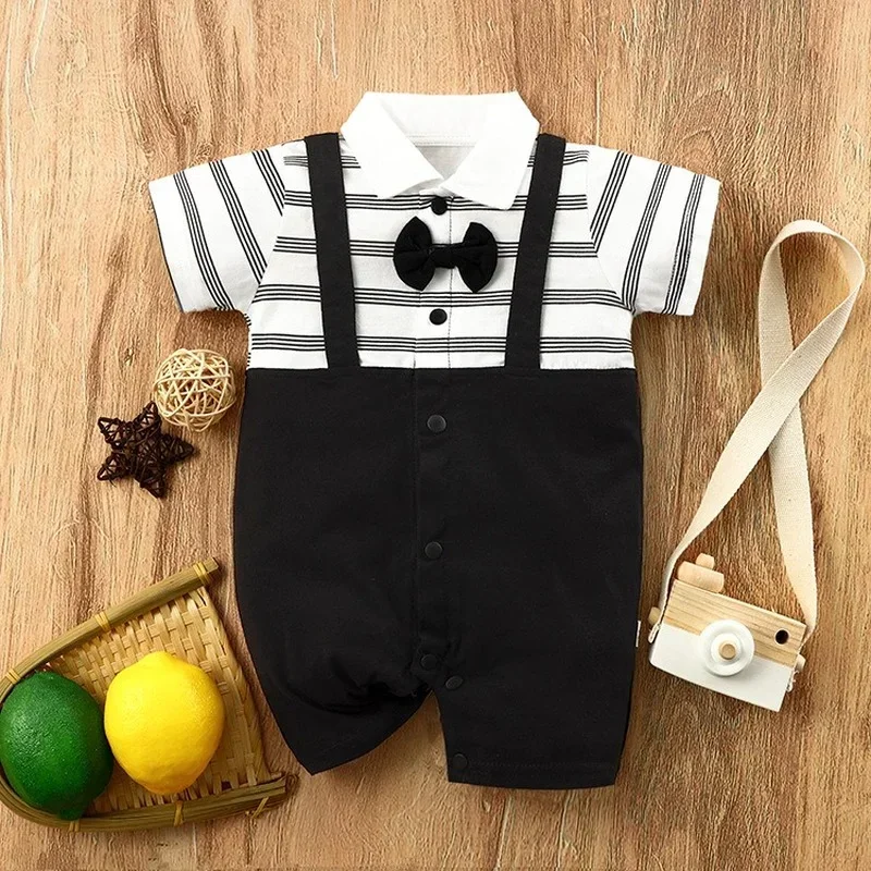 Summer Striped Romper Newborn Baby Unisex Suspender Jumpsuit One-pieces Bodysuits Cotton Soft Romper Infant Toddler