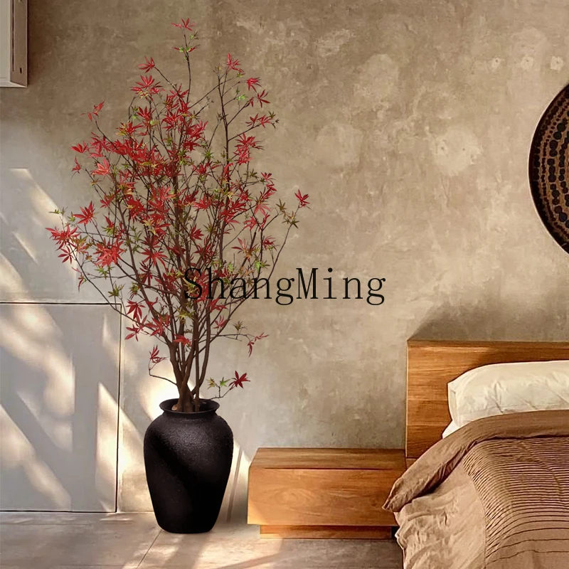CL simulation flower home indoor desktop bouquet ornament maple leaf fake green potted plant ornament