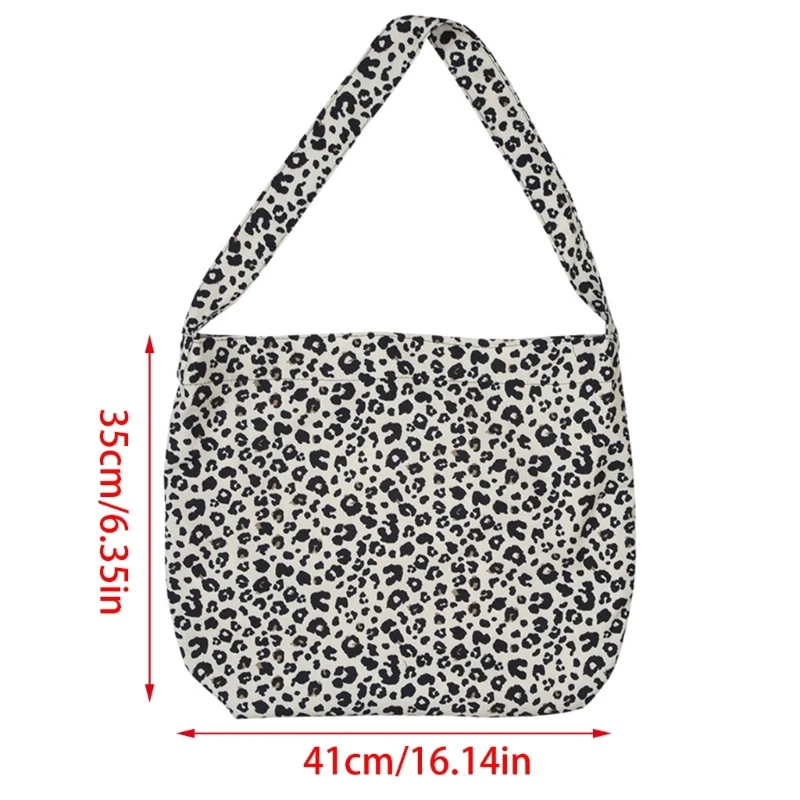 Women Vintage Leopard Print Bag Large Capacity Shoulder Crossbody Bag