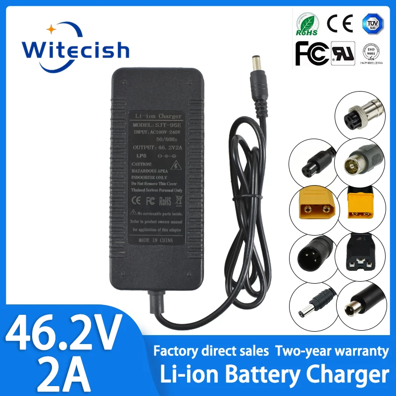 46.2V 2A Li-ion Charger 11S 40.7V lithium ion battery charger  li-ion battery charger Optional DC/XLR/IEC/GX12/GX16/RCA Plug