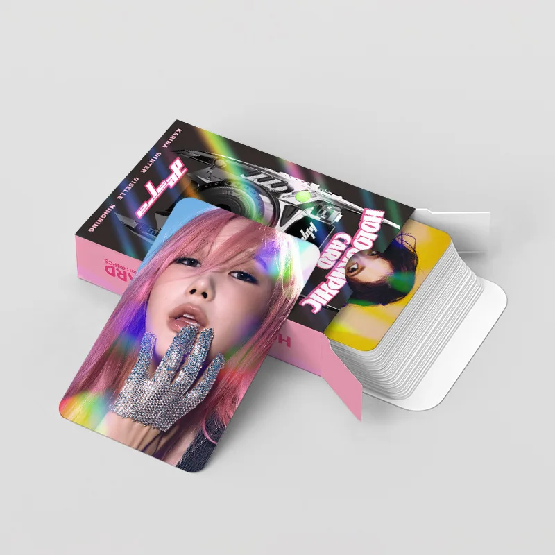 Juego de tarjetas LOMO láser AESPA coreana, 124 Uds., Karina Giselle Winter & Ningning, tarjetas fotográficas holográficas con pegatinas