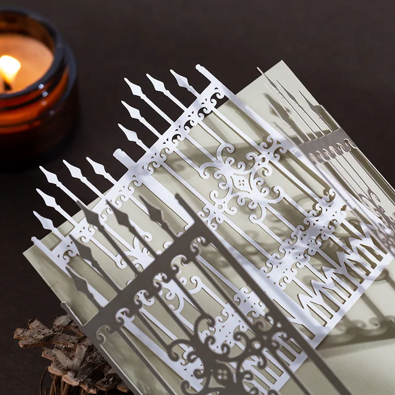 10pcs Hollow วัสดุกระดาษดอกไม้ลูกไม้ผีเสื้อตกแต่ง Retro พื้นหลัง DIY ไดอารี่สมุดภาพตกแต่งเครื่องเขียนสติกเกอร์