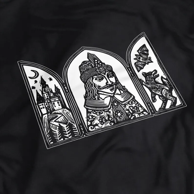 Vlad Tepes Linotype Dracula T Shirt The Impaler Vampire bloodsucker tee long or short sleeves