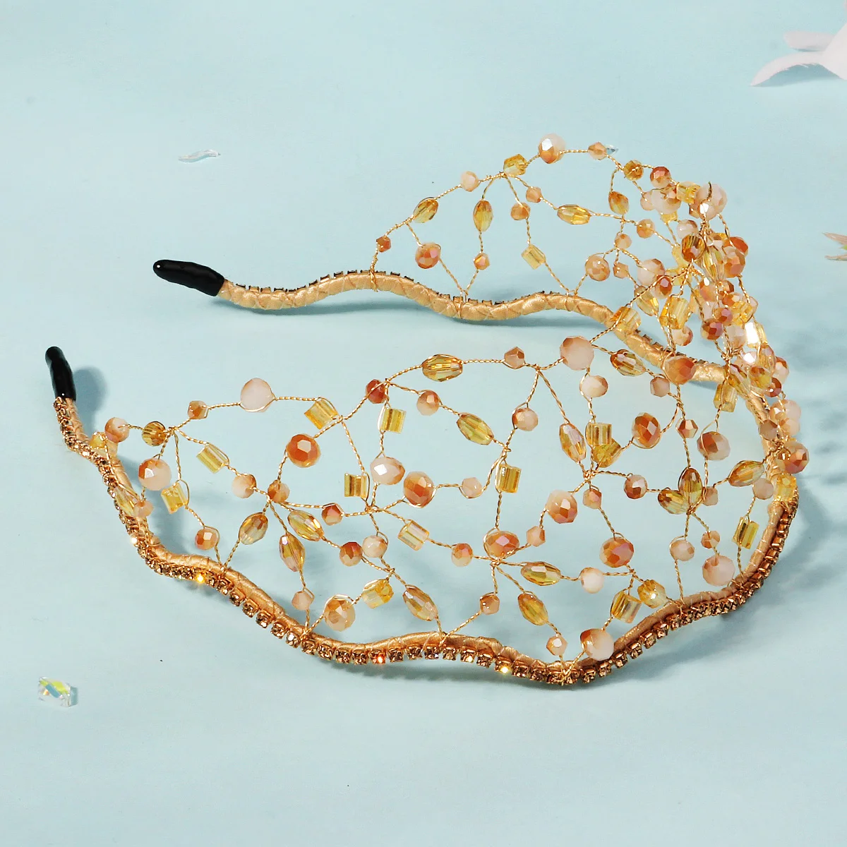 اليدوية كريستال الشعر صافي أنيقة اللؤلؤ العصابات الشعر الفاخرة العروس الزفاف إكسسوارات الشعر مجوهرات غطاء الرأس الطرف للنساء