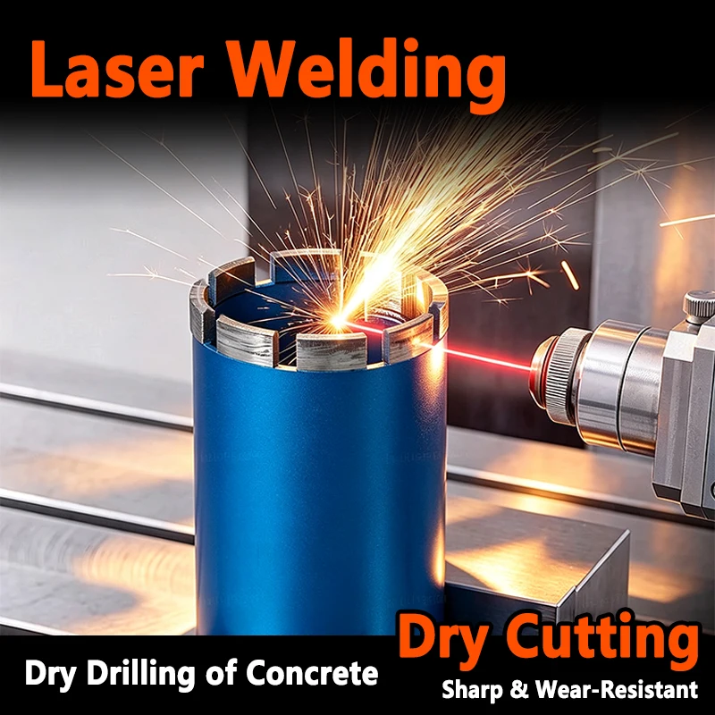 LAANCI Diamond Core Drill Bit 1-1/4UNC Thread for Reinforced Concrete Diameter 32-254mm Total Length 500mm Laser Welding Dry Bit
