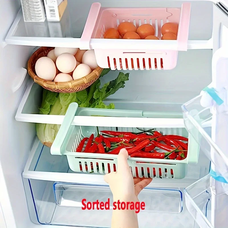 4pcs Multi Functional Kitchen Vegetable Basket With Fresh-Keeping Partition, Plastic Kitchen Water Filter Storage Rack