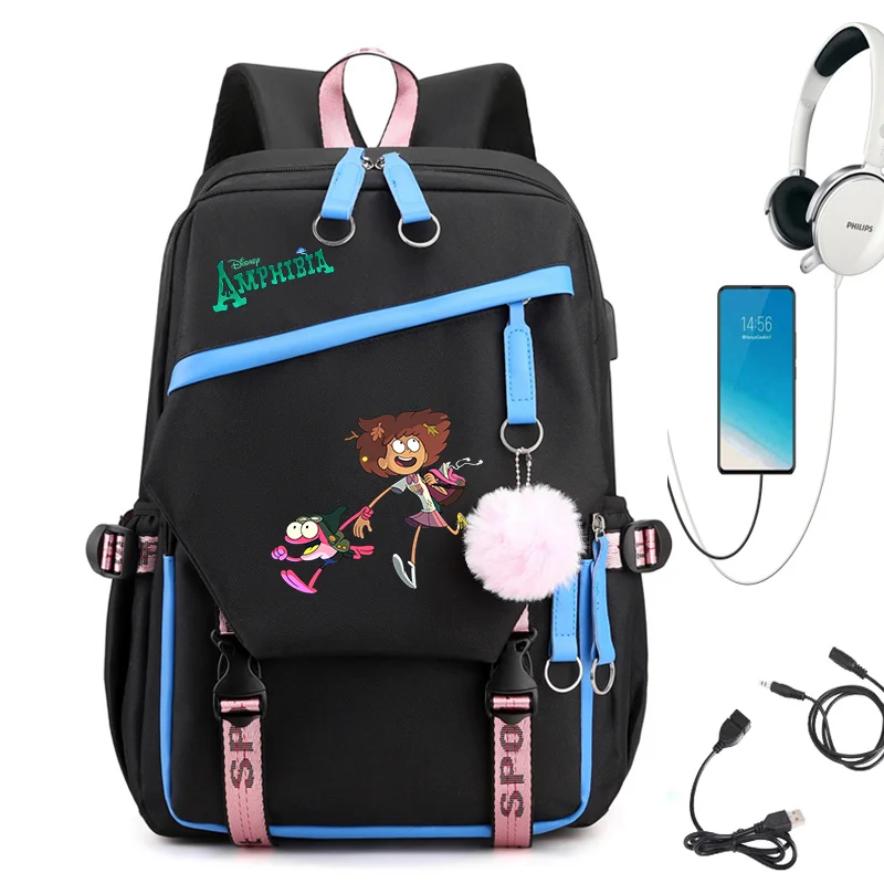 

Amphibia Compartment USB Charging Schoolbag Male and Female Student Laptop Backpack Large Capacity School Bag Mochila