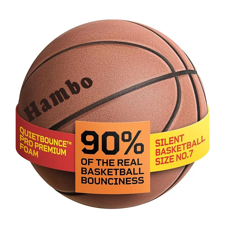 Grooved Silent Basketball w/ 90% Original Bounciness 29.5″ Quiet Bounce Indoor NBA Size No7 Airless PU Foam Basketball Xmas Gift