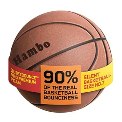 Grooved Silent Basketball w/ 90% Original Bounciness 29.5″ Quiet Bounce Indoor NBA Size No7 Airless PU Foam Basketball Xmas Gift