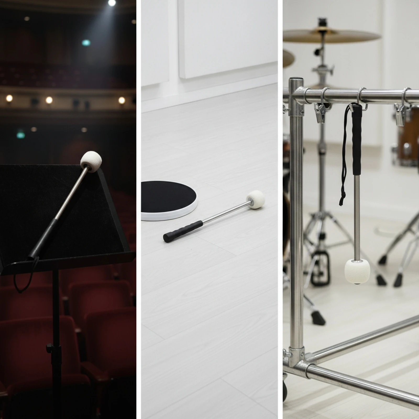 Bass Drum Mallet with Wrist Cord Textured Grip Drum Mallet with Felt Head Percussion Stick Heavy Duty Drumstick Lightweight