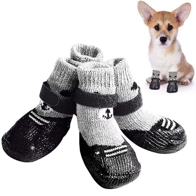 Dog Socks Waterproof Shoes Breathable Socks  Dogs Cats Socks Non-Slip Soles Adjustable Small Dog Paw Socks  Indoor Outdoor