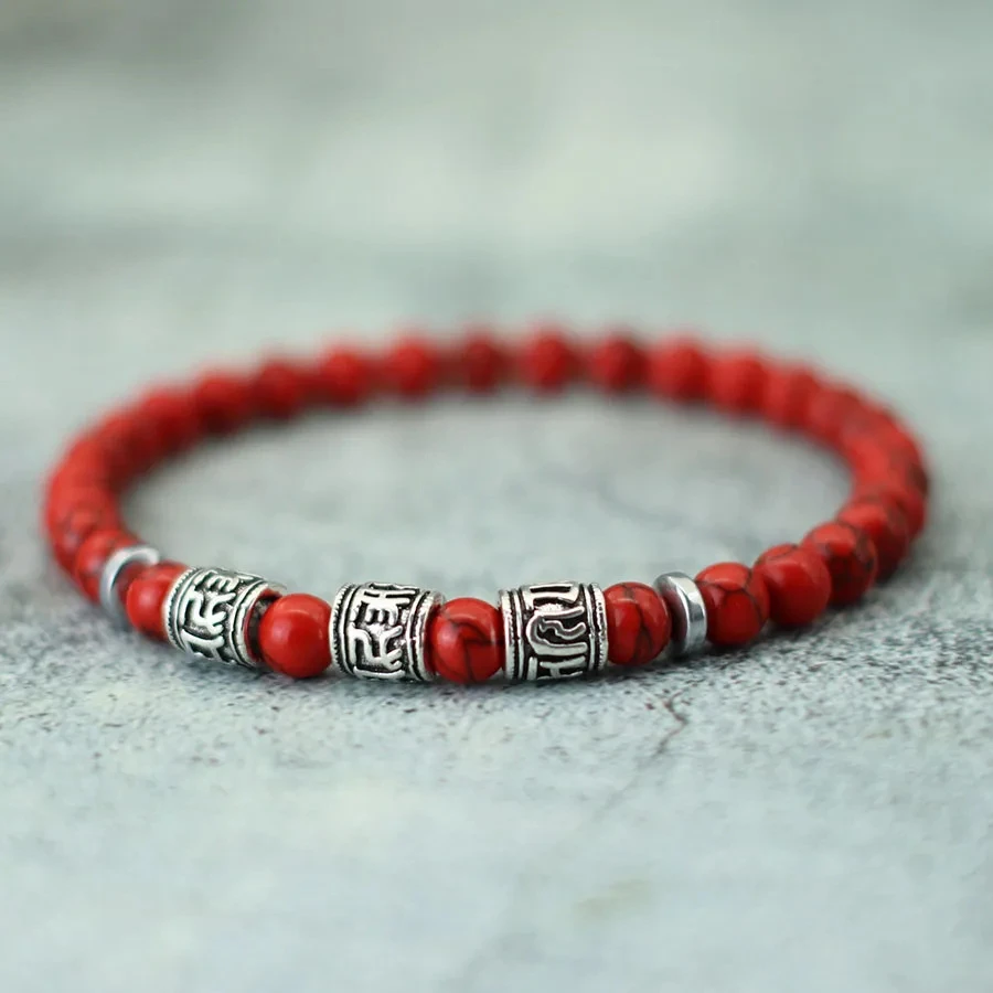 bracelet red Natural Stone Bracelet Unisex Sanskrit Yoga Meditation Beaded Braclet Lucky Red Braslet Tibetan Buddhist Pulseira