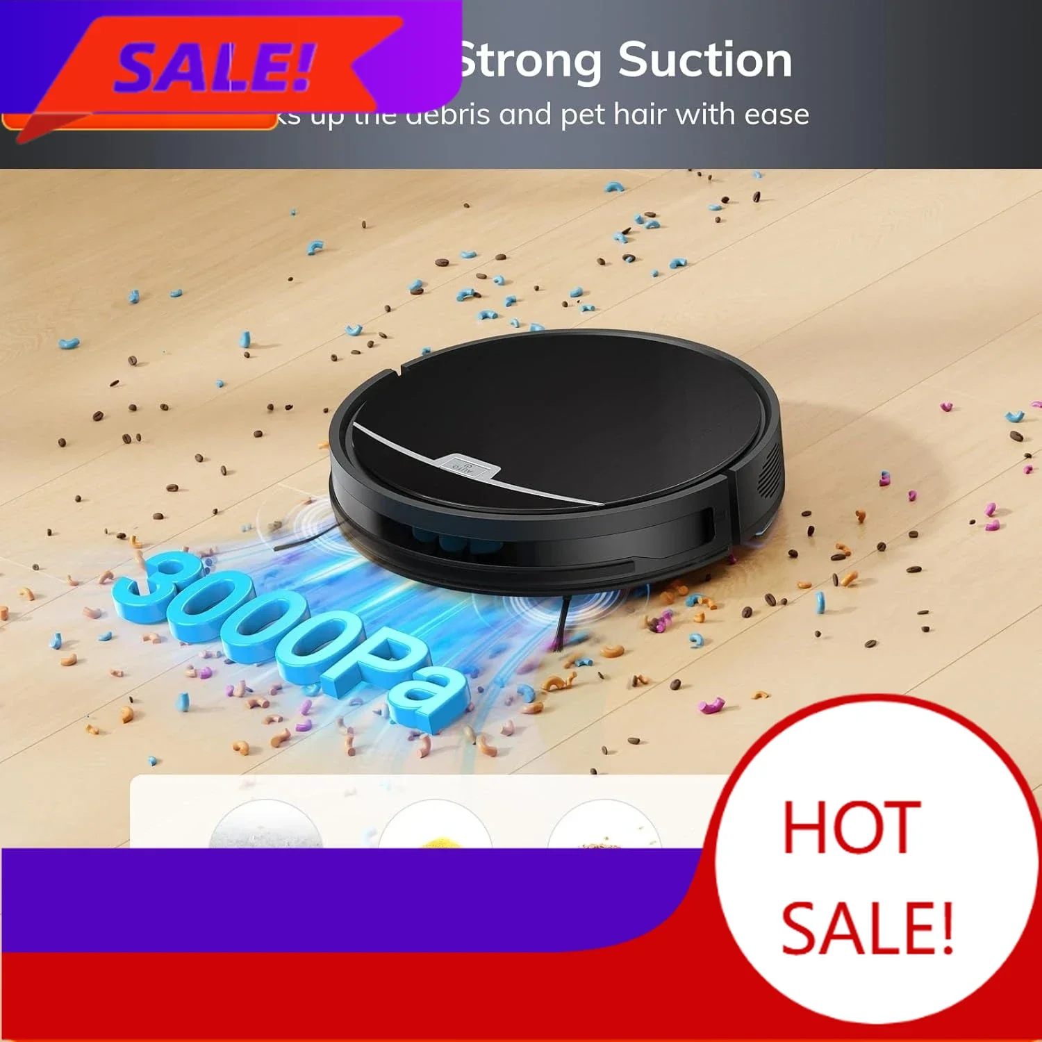 

BestsellerRobot Vacuum and Mop, 3000Pa Strong Suction Robot Vacuum Cleaner, Gyro Navigation, App Control,Compatible with 2.4GHz