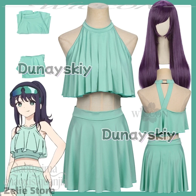 

Iroha Sakayori Cosplay Anime Princess Kaguya! disfraz Kawaii Mint Green Swimming Wear Cute Bikini Dress Summer Suit Halloween JK