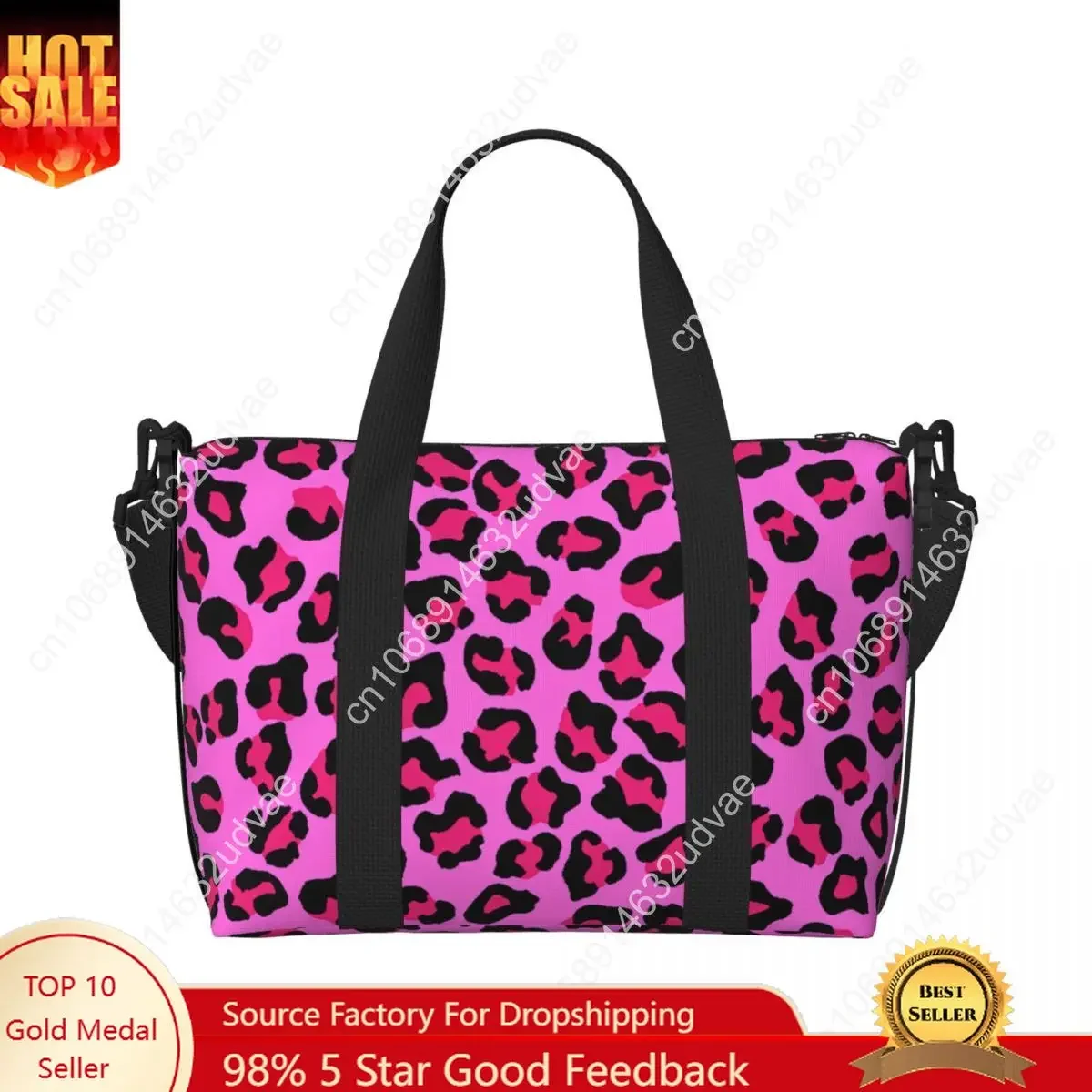 Custom Large Leopard Cheetah Seamless Pattern Tote Bag Women Animal Skin Print Spots Shopper Shoulder Beach Gym Travel Bag