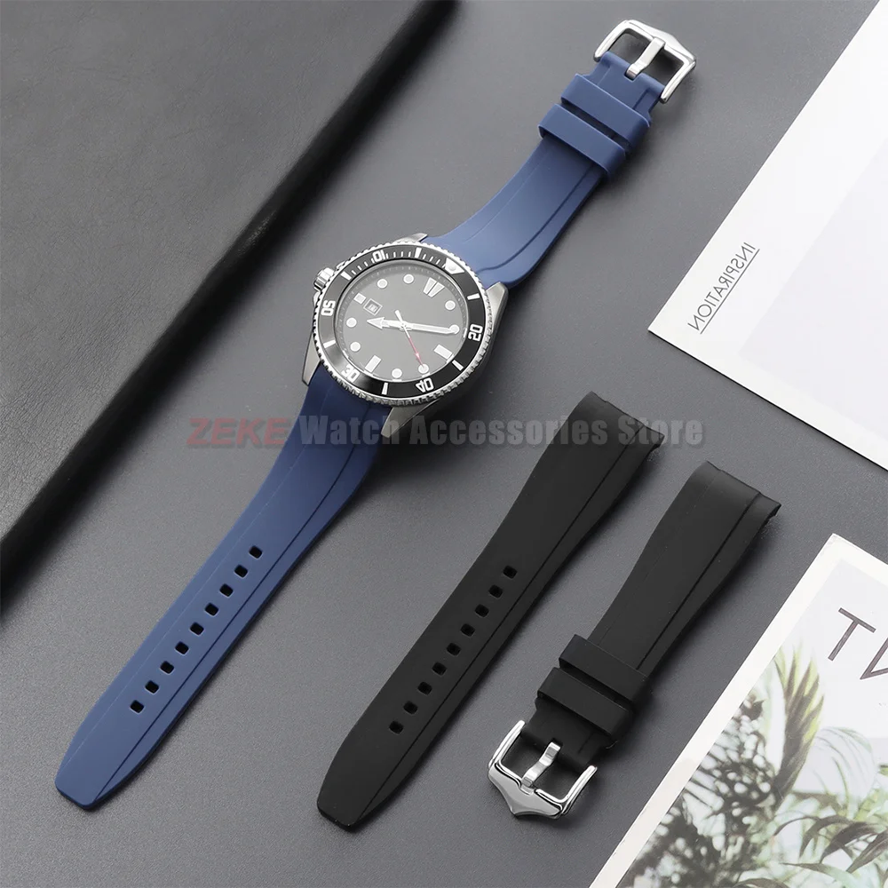 20mm 22mm Gummiarmband für Rolex Gebogenes Silikon-Uhrenarmband für Swatch Universelles Sportliches Wasserdichtes Armband für Männer und Frauen – Detail 7