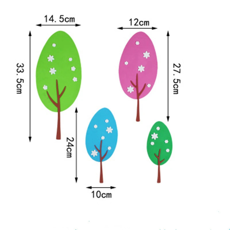 DIY 3D EVA Foam Wall Stickers Four colorful trees Kindergarten Classroom Home Handmade