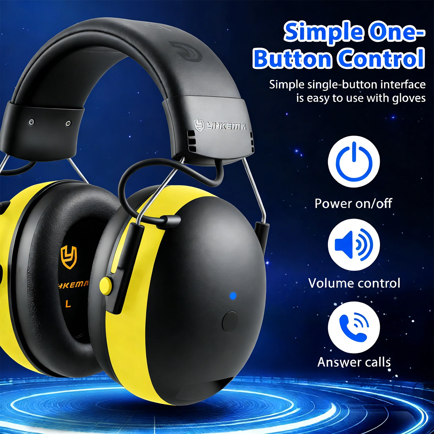 Shooting Earmuff Connect Hearing Protector with Bluetooth Technology 28dB NRR Ear protection for Mowing Construction Work Shops