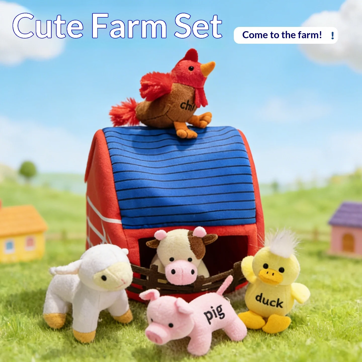 

Набор плюшевых игрушек для сельскохозяйственных животных со звуком, 5 шт., свинья, утка, курица, корова, овца, мягкий набор для дома с животными, детский подарок