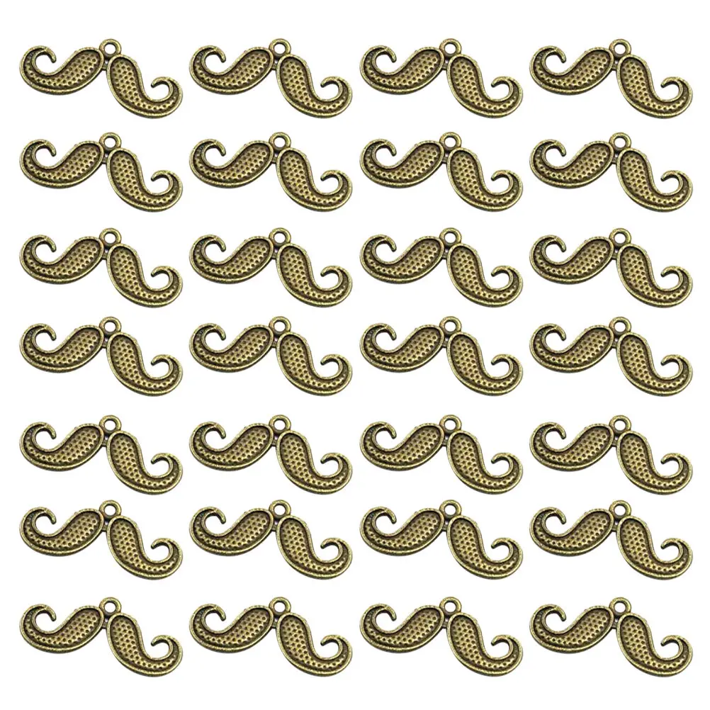 

50Pcs Alloy Mustache Shape Pendants Charms Jewelry Making Accessories Perfect for Bracelet Necklace Keychain DIY Projects
