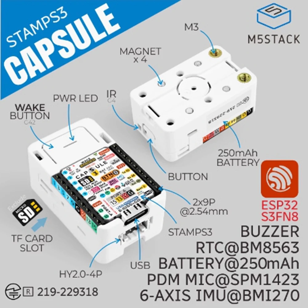 M5Stack M5Capsule Multi functional Embedded IoT Development Board ESP32S3 with M5StampS3