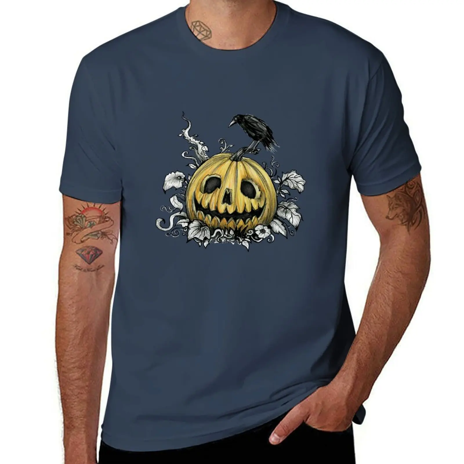 

Jack-O-Lantern Halloween T-Shirt Big and Tall Crew Neck Tee