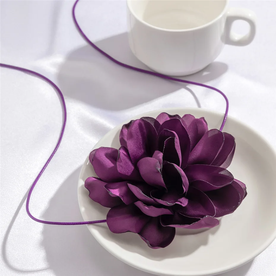 Ingemark Übertriebene große Rosen-Blumen-Halskette für Frauen, Mi, Braut, Gothic, Kpop, verstellbare Schleife, Kette, Y2K-Accessoires, Neu – Detail 16