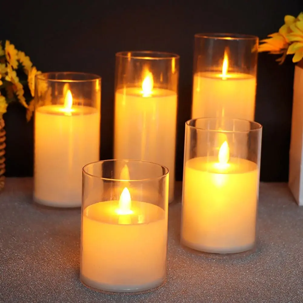 Creative Acrylic LED Flameless Candles Light Simulation Romantic Fake Tealight Battery Operated Flickering Candles Lamp Wedding