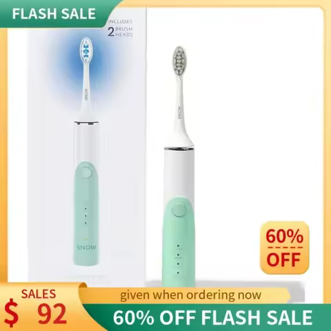 QWSNOW Electric Toothbrush-Rechargeable Electronic Brush for Adults - Whitening &amp; Cleaning Powered w/Sonic Technology-Green