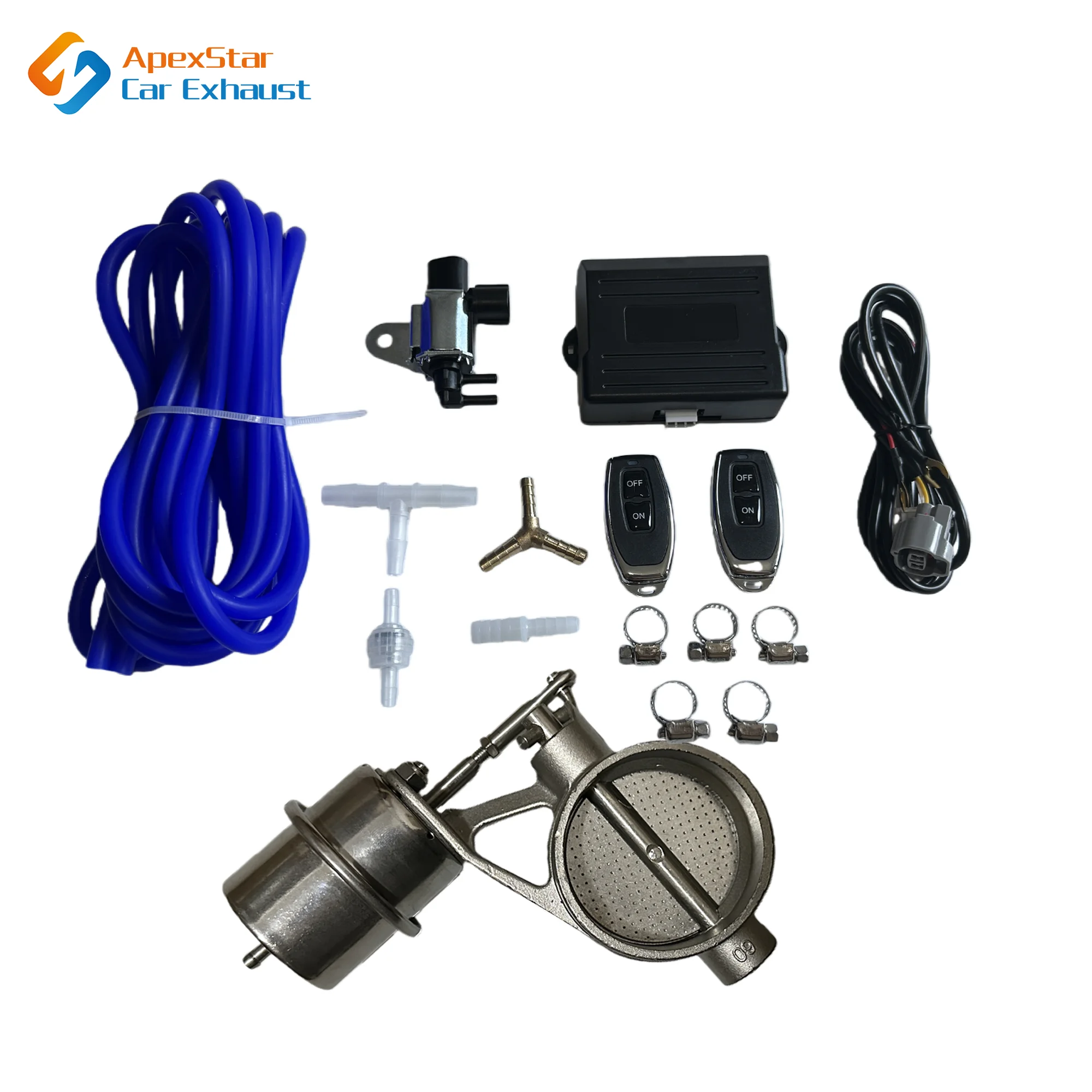Uniwersalny zestaw sterowania tłumikami zaworów układu wydechowego ApexStar, sterownik próżniowy, pilot zdalnego sterowania, przełącznik.