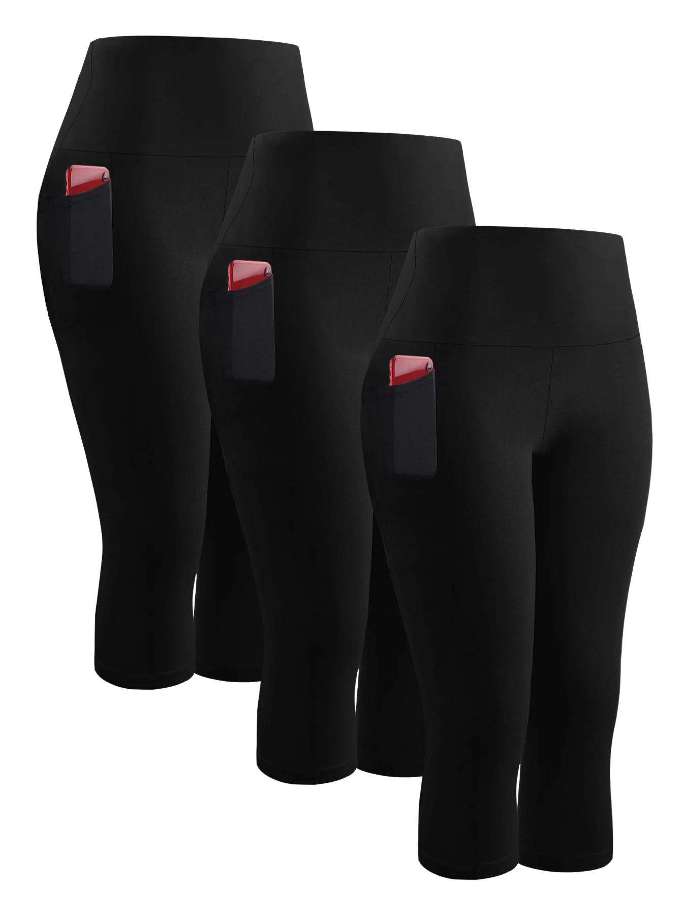 

3 Pack High Waisted Biker For Women With Pockets Tummy Control No See Through Workout Running Yoga Push Up Gym Fitness Shorts