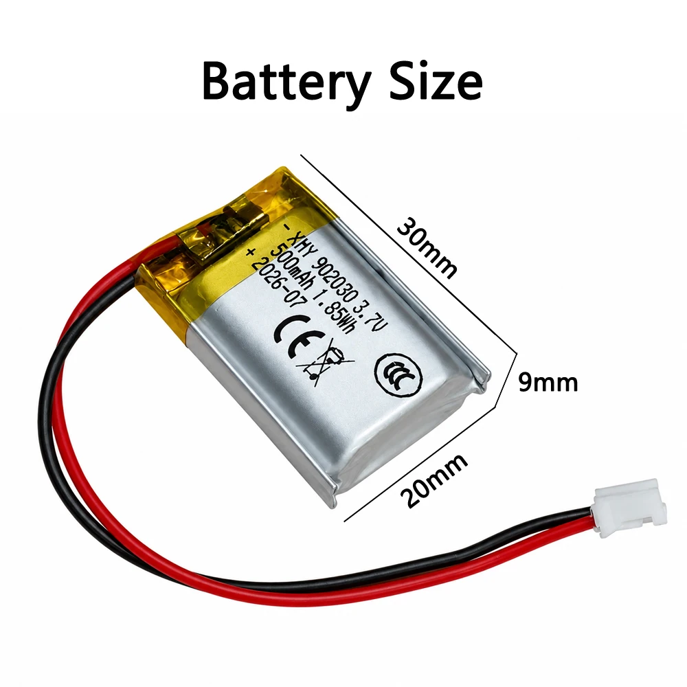 902030 3.7V 500mAh Polymer Lithium Ion Rechargeable Battery for LED Lights,bluetooth Speakers,MP5,Selfie Stick,902030 Batteries