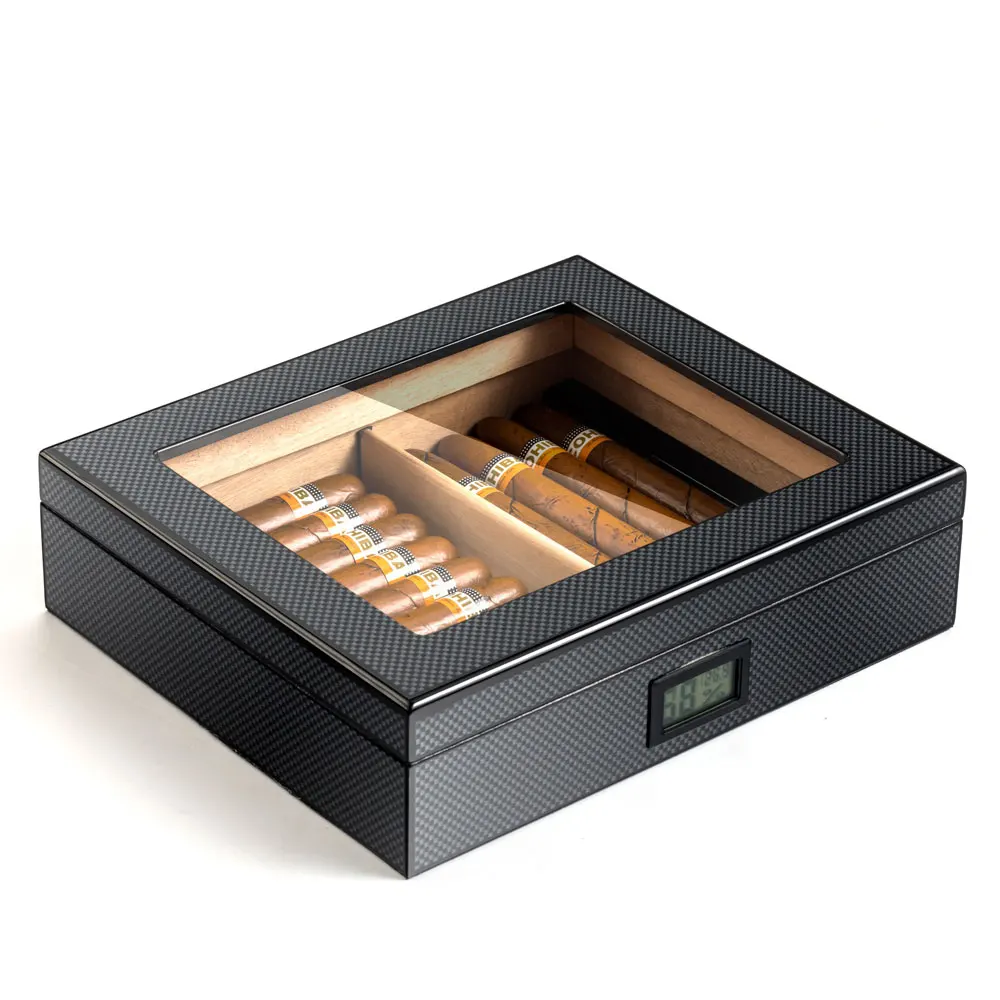 Constant Temperature Cigar Box Portable Cigar Cabinet Carbon Fiber Humidor Electronic Display Cedar Wood Box