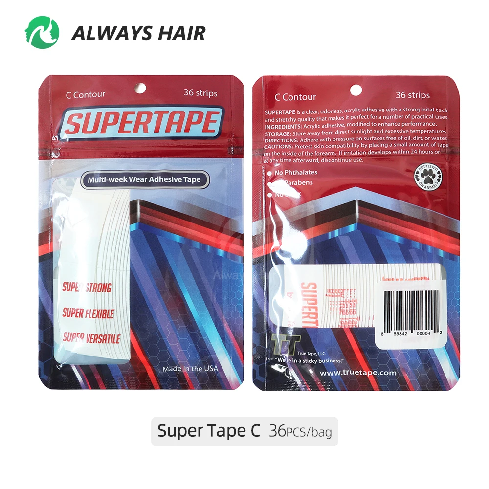 36 tiras de cinta adhesiva semanal para reemplazo de cabello, cinta de peluquín de doble cara flexible súper fuerte