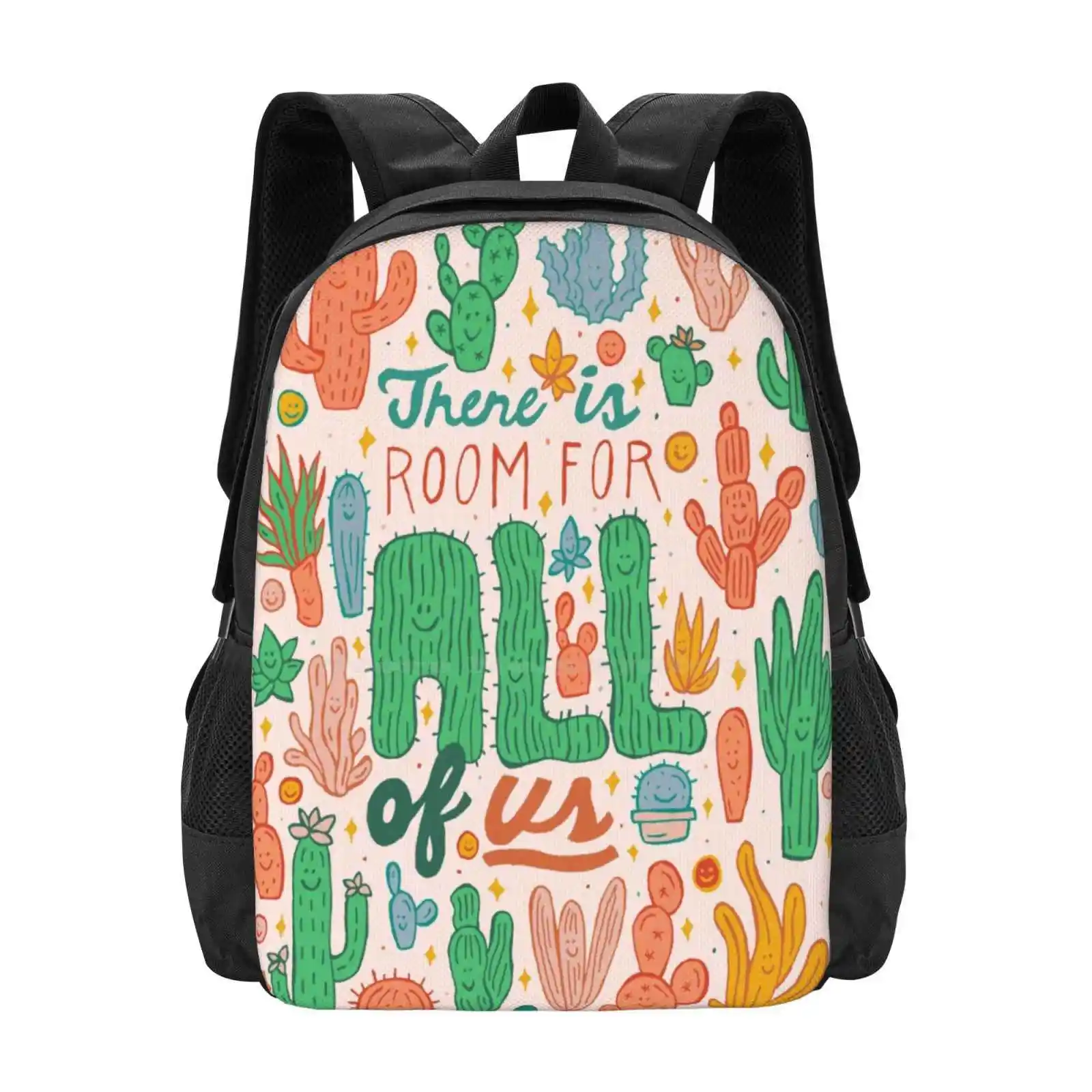 Room For All Hot Sale Schoolbag Backpack Fashion Bags Cactus Succulent Desert Landscape Nature Botanical Leaves Saguaro Prickly