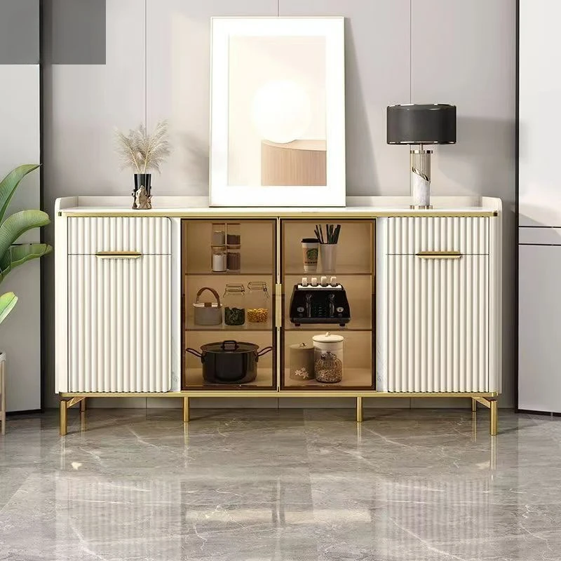 Wohnzimmerschrank High-End-Küchenschrank Italienischer leichter Luxus-Esstisch-Beistellschrank aus Steinplatten im einfachen cremefarbenen Stil integriert a