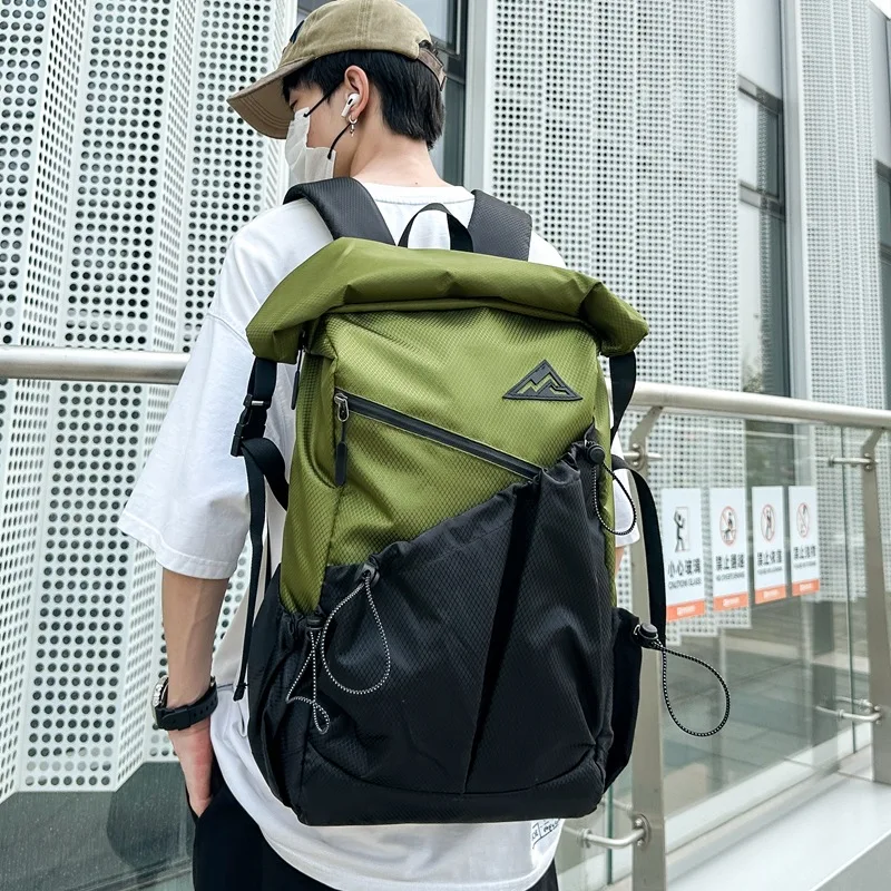 Backpack High-end Roll Top Fashionable Personality Travel Leisure Sports Luggage Bag Computer Backpack College Student Bag