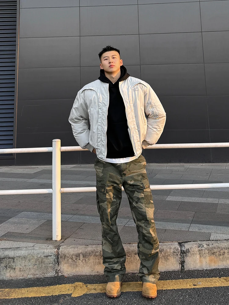 American Style Thickened Winter Flight Jacket Men's Cotton Motorcycle Jacket Short Baseball Style Warm Casual Outerwear
