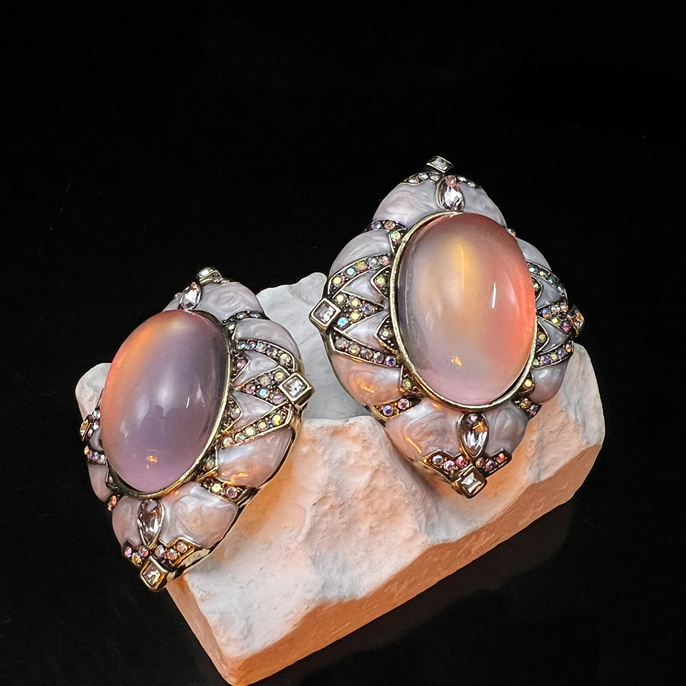 

Vintage colorful enamel exquisite earrings featuring a palace-style new Chinese elegance and luxurious ear adornments