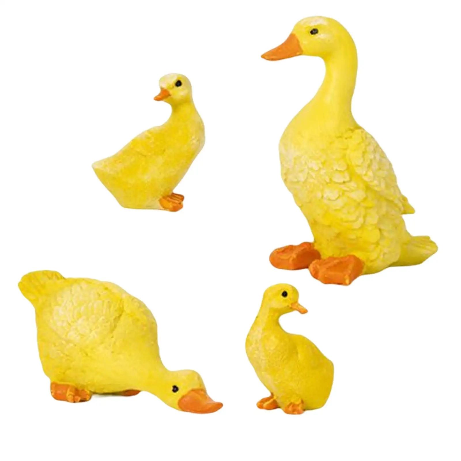 4 Pieces Funny Duck Statues Fairy Figurines, Decorative Sculptures, for Pond Patio Yard Outdoor