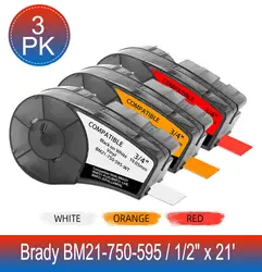 1Pk Fita de cartucho de etiqueta Vinil/Nylon/Poliester Compatível Brady M21-750-595 M21-750-499 M21-750-427 M21-500-595 M21-500-499