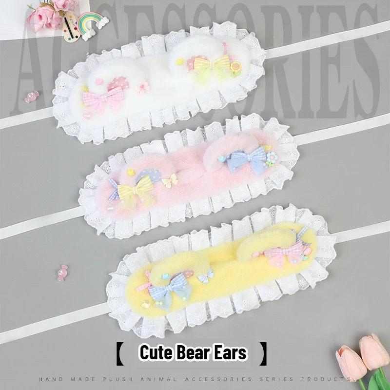 Orelha de gato de pelúcia lolita acessórios de cabelo ornamento bowknot nó grampo de cabelo bonito menina jk kc headwear comic con cosplay festa cocar