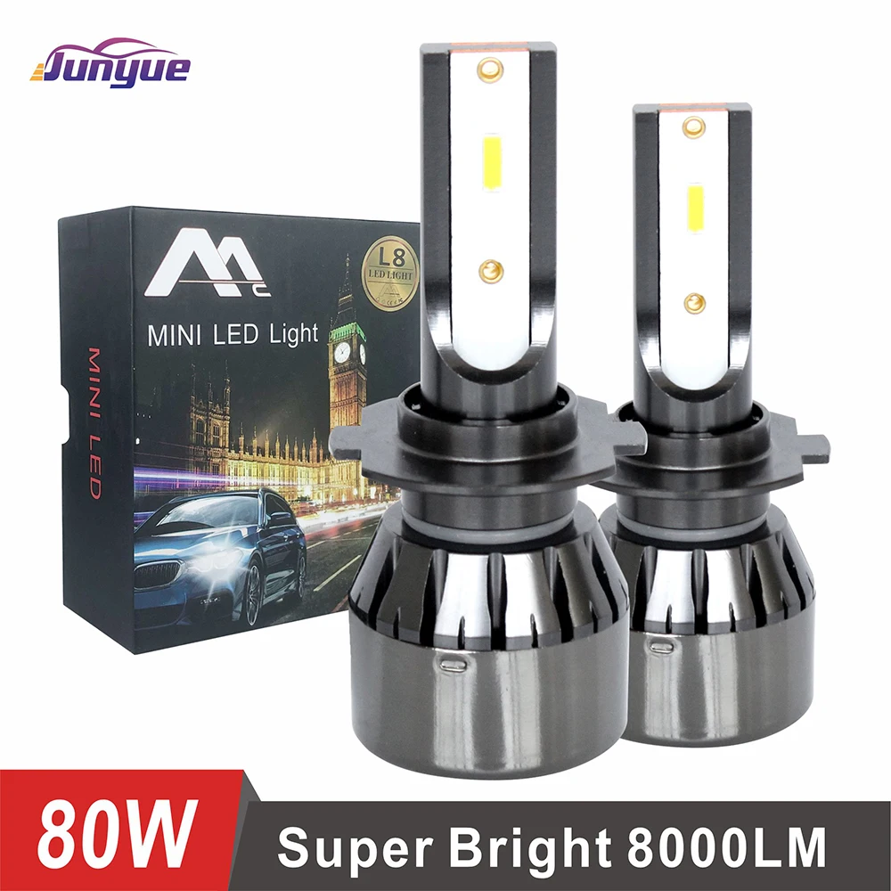 

L8 80W H7 Car Haedlight Mini Bulbs 8000LM 6000K H4 H1 H8 H11 9005 9006 Hb3 Hb4 9012 H13 9007 Led Canbus Car LED Fog Lamps 2PCS