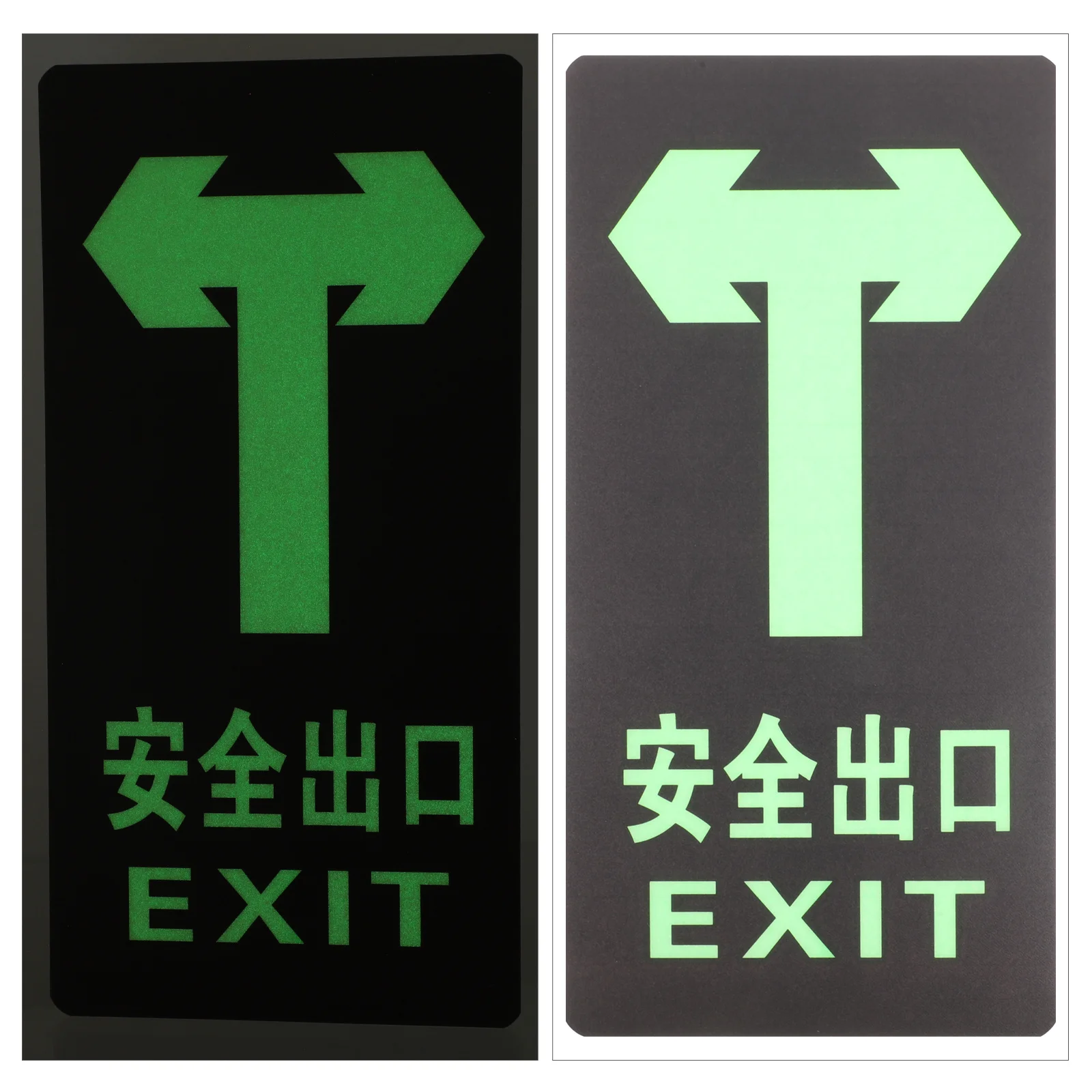 10pcs Luminous Safety Sign Stickers Glow In Exit Signs For Mall Office Public Buildings Self-Adhesive Pvc