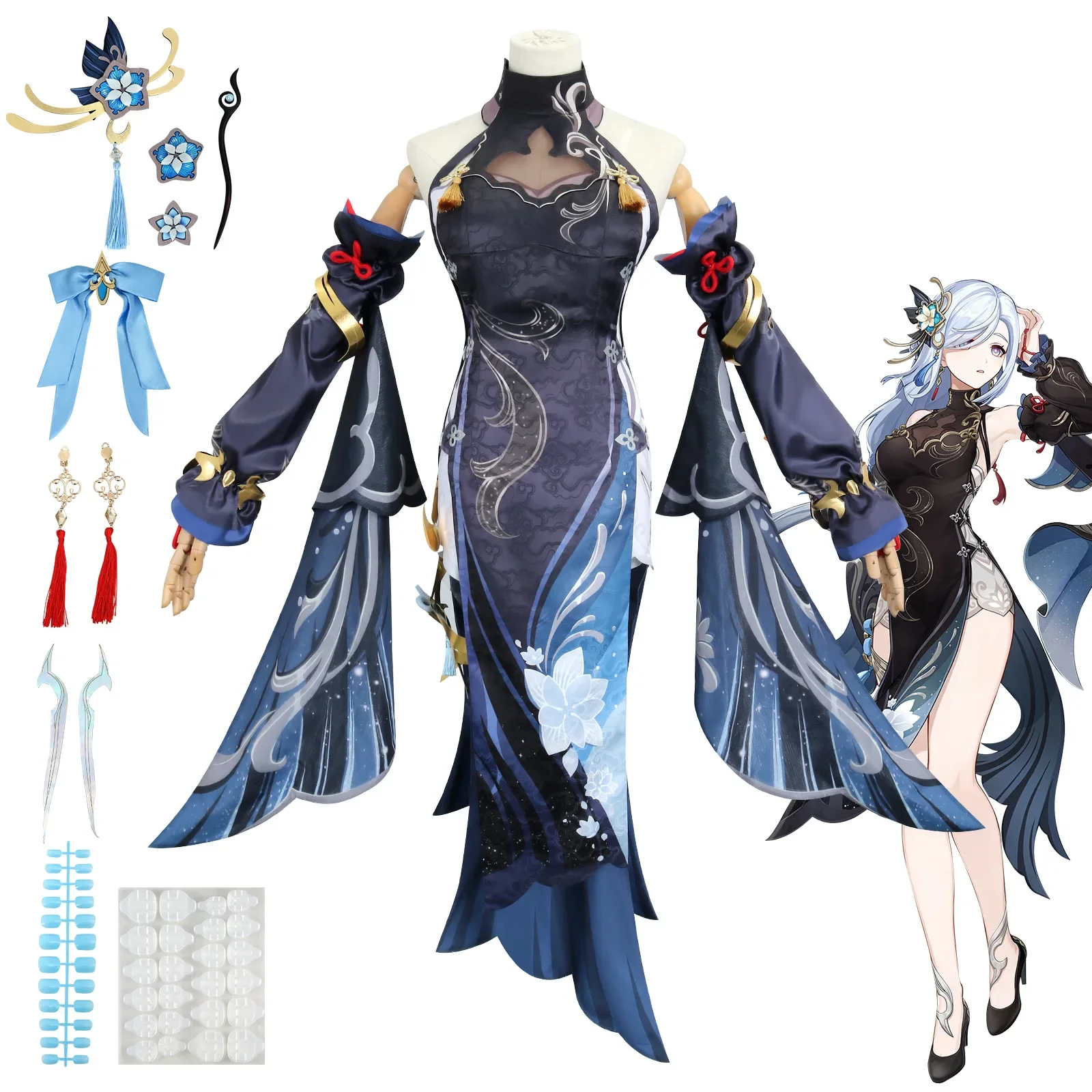 

Original Shenhai Festival Of Lights Shenhe Skin Cos Game Cold Flower Dew Shenhe Cosplay Cosplay Suit Female