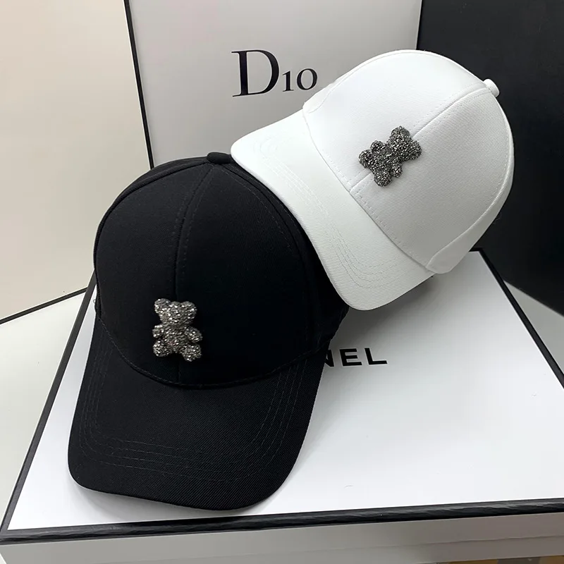 

Sunscreen hat for women, summer new fashionable sunshade hat, spring and autumn rhinestone teddy bear baseball cap, face enhanci